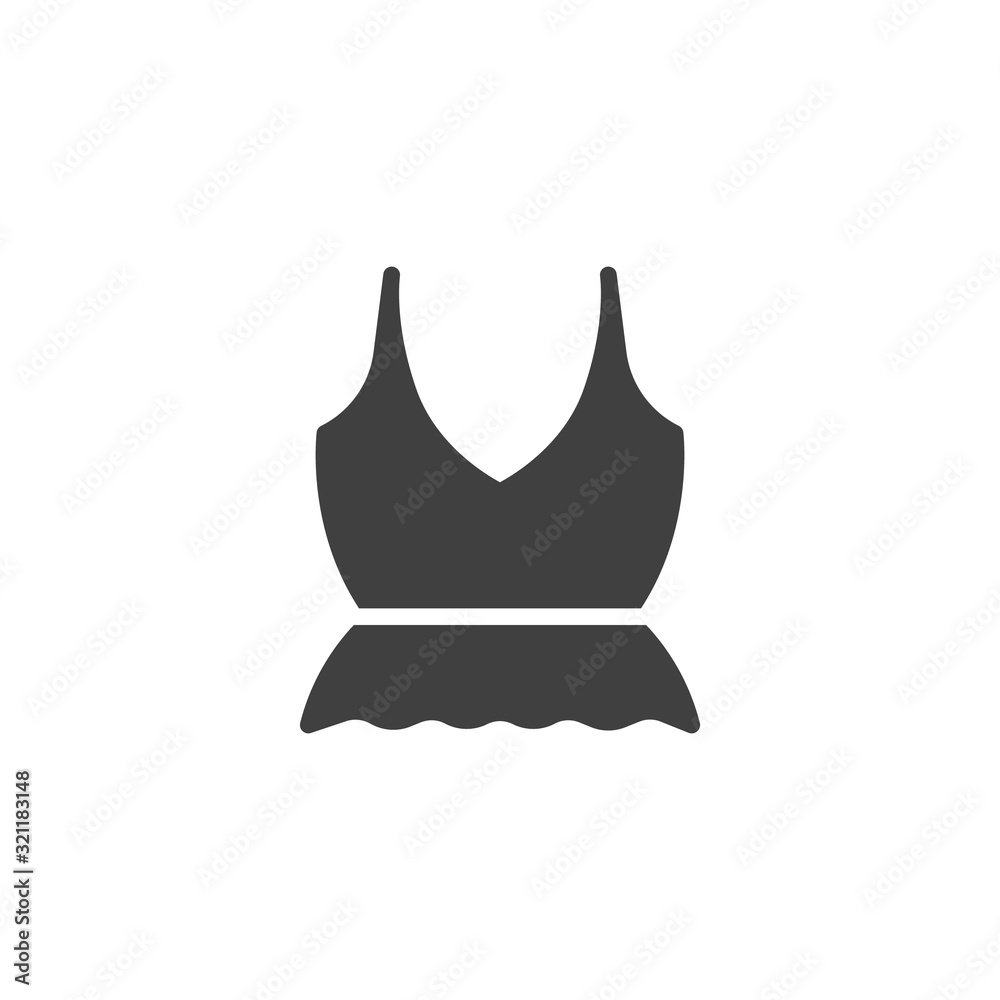 Woman sleeveless blouse vector icon. filled flat sign for mobile concept and web design. Sleeveless summer blouse glyph icon. Symbol, logo illustration. Vector graphics Woman sleeveless blouse vector icon. filled flat sign for mobile concept and web design. Sleeveless summer blouse glyph icon. Symbol, logo illustration. Vector graphics
