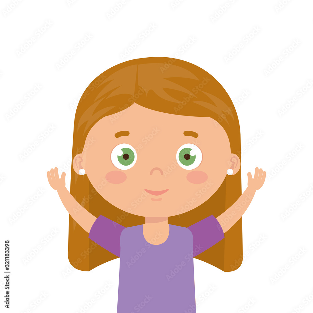 cute little girl with hands up vector illustration design