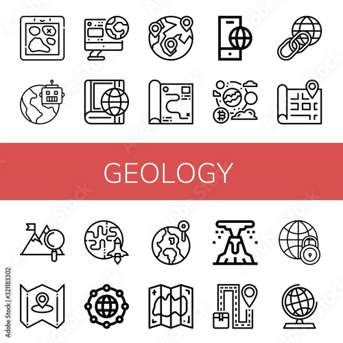 geology simple icons set