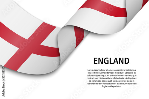 Waving ribbon or banner with flag England