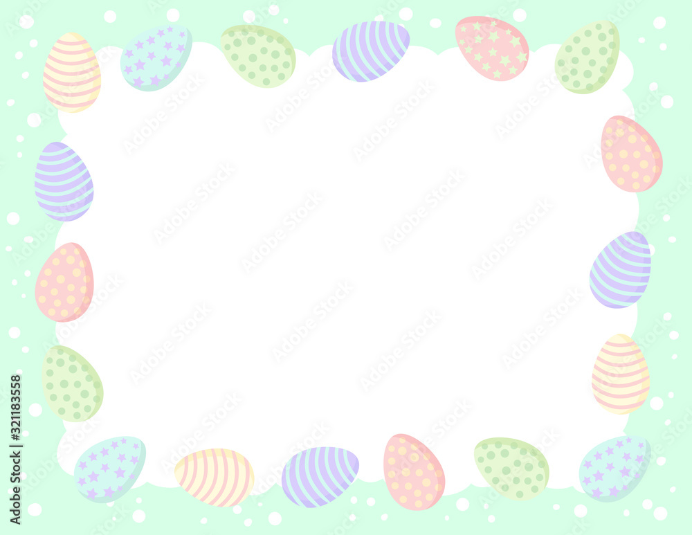 Postcard template with Easter eggs in pastel colors. Printable stationary mockup with cute Ostara colored eggs frame composition. Postcard template with Easter eggs in pastel colors. Printable stationary mockup with cute Ostara colored eggs frame composition.