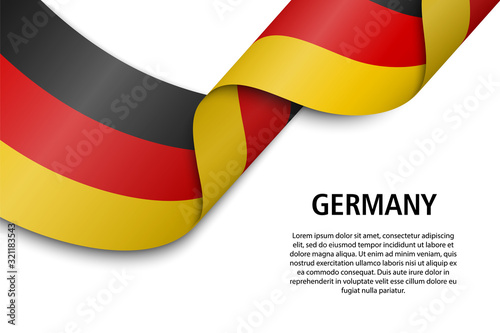 Waving ribbon or banner with flag germany