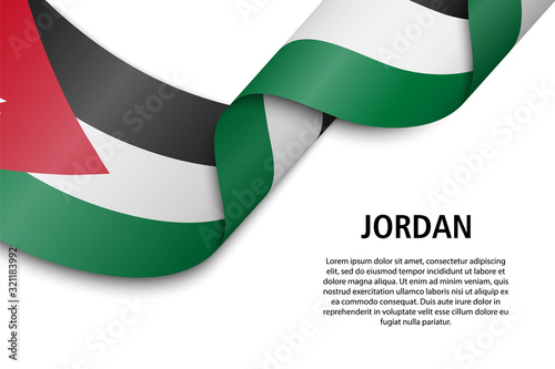 Waving ribbon or banner with flag jordan