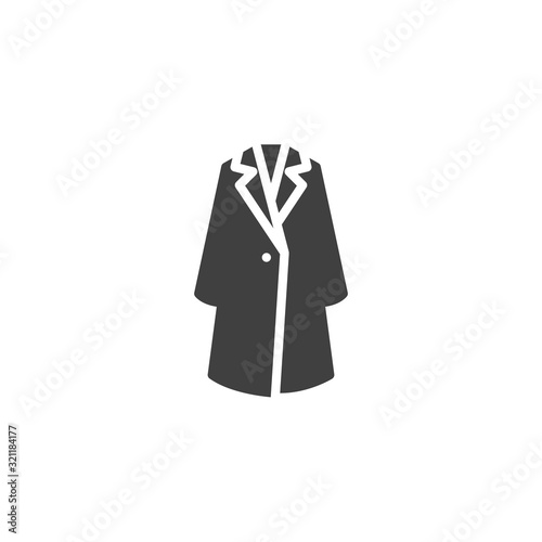 Womens coat vector icon. filled flat sign for mobile concept and web design. Female winter jacket glyph icon. Symbol, logo illustration. Vector graphics