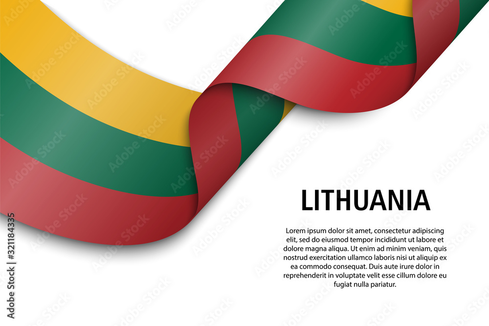 Obraz premium Waving ribbon or banner with flag lithuania