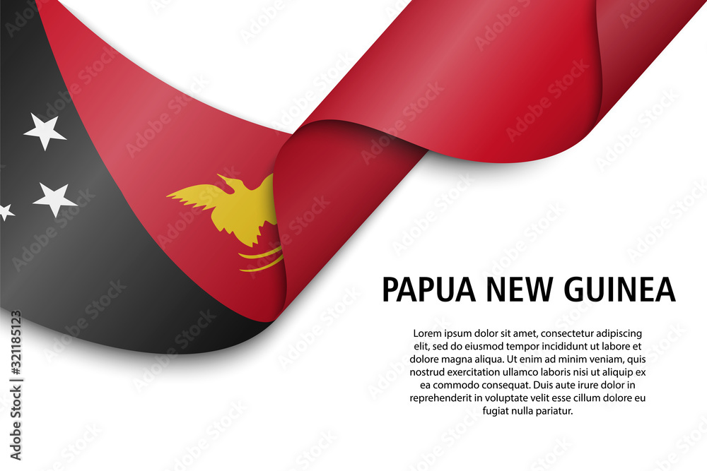 Waving ribbon or banner with flag papua new guinea Waving ribbon or banner with flag papua new guinea