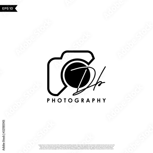 Initial Letter DB with camera. Logo photography simple luxury vector.