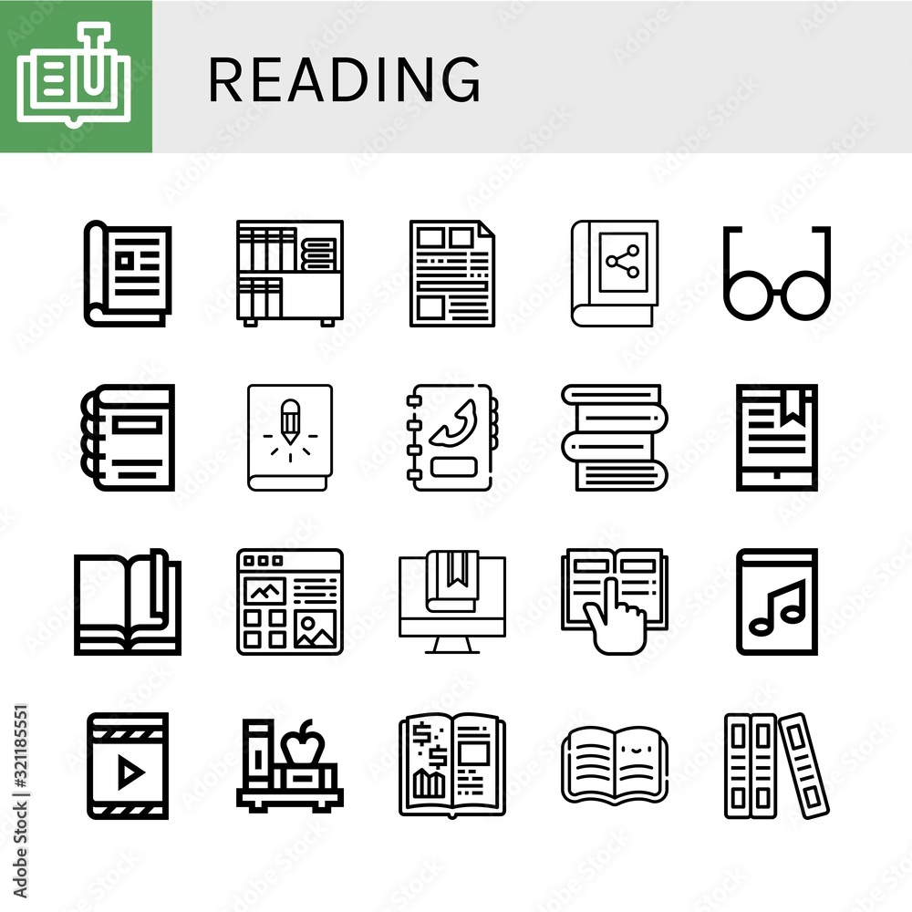 reading icon set reading icon set