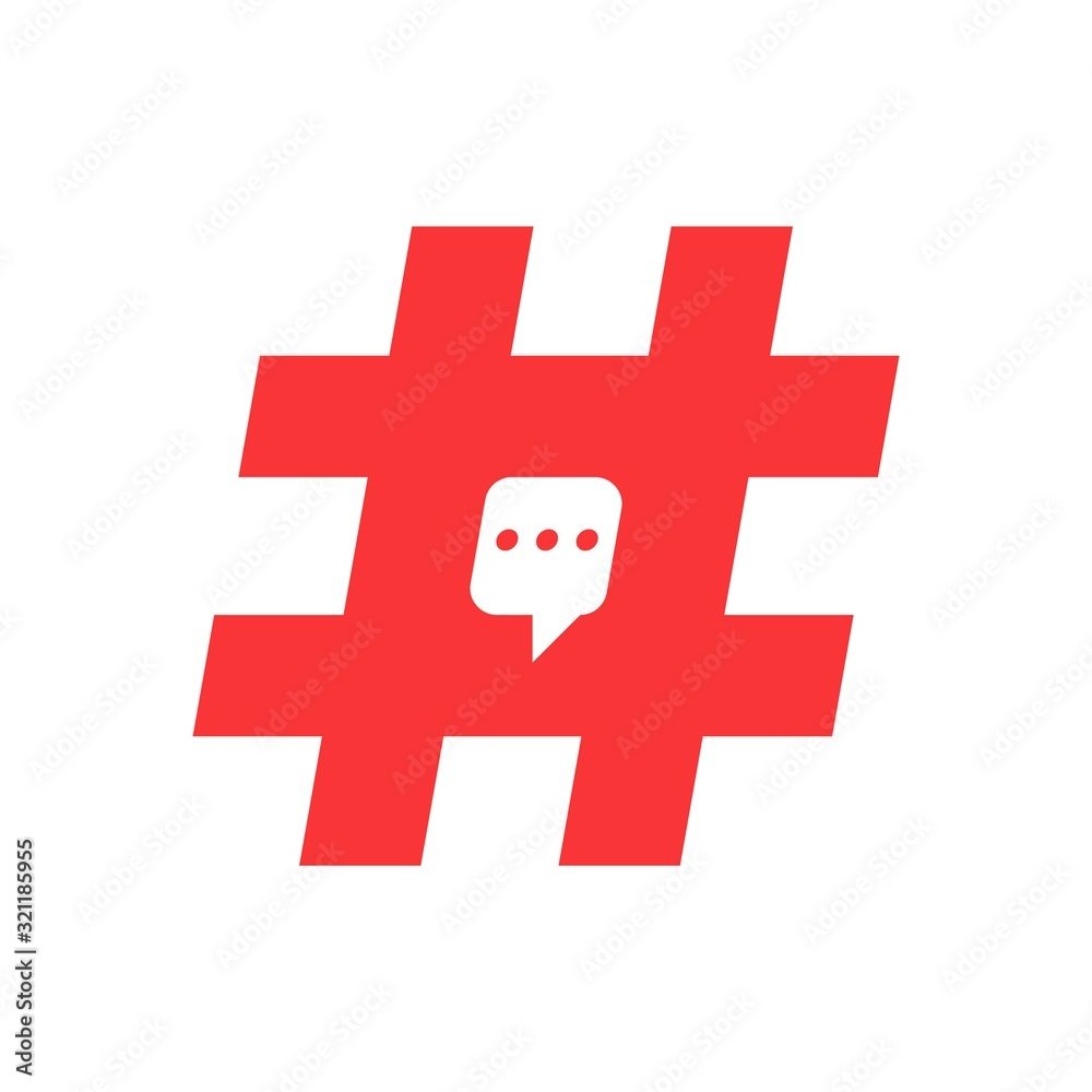 Obraz premium Red hashtag bubble chat logo icon design element