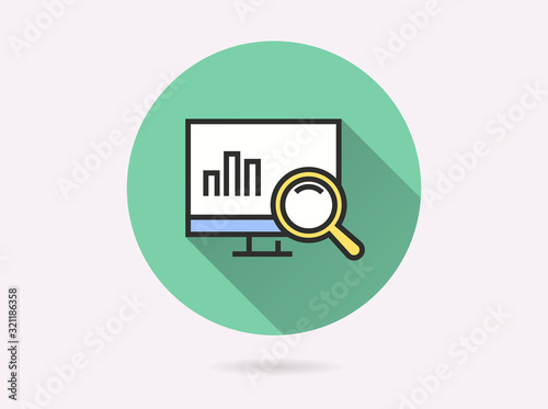 Analysis icon for graphic and web design.