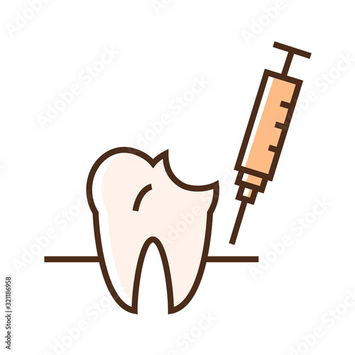 Color icon syringe and tooth