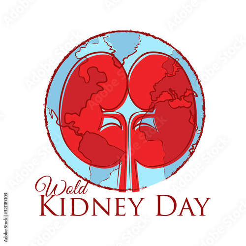 world kidney day. kidneys inside globe wold map flat style vector illustration