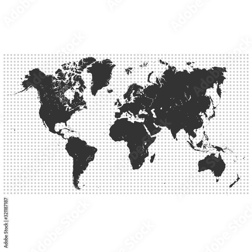 Fototapeta Naklejka Na Ścianę i Meble -  world map vector on white background. Realistic world map. isolated world map. editable vector. background,white and black,