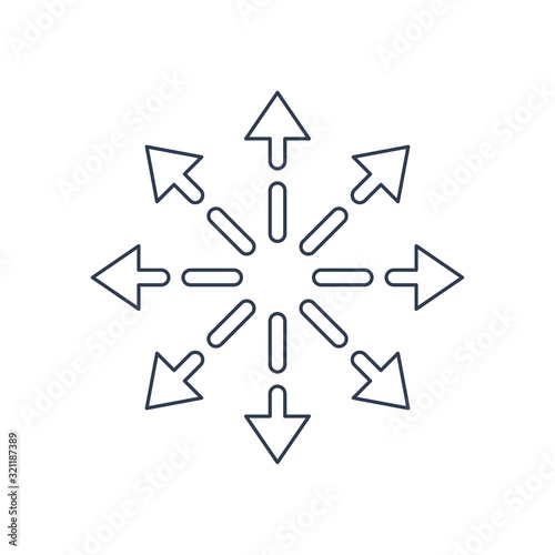 Spread. Distribution. Vector linear icon isolated on white background.