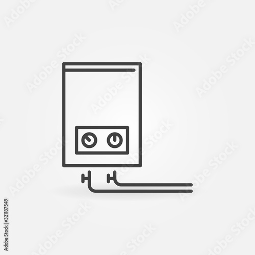 Gas boiler vector concept minimal outline icon or symbol