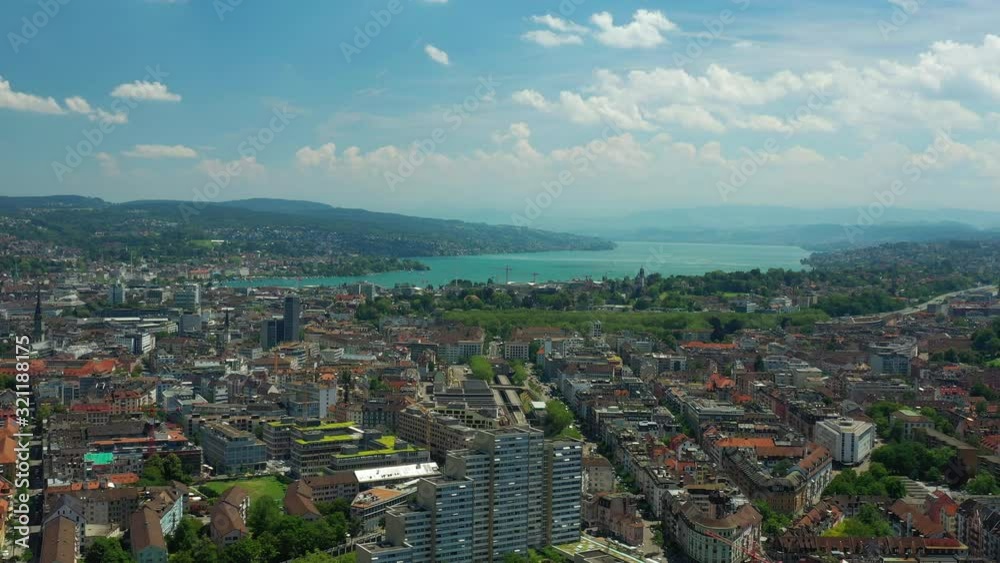 zurich city sunny day lake aerial panorama 4k switzerland zurich city sunny day lake aerial panorama 4k switzerland