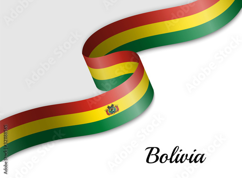 waving ribbon flag Bolivia