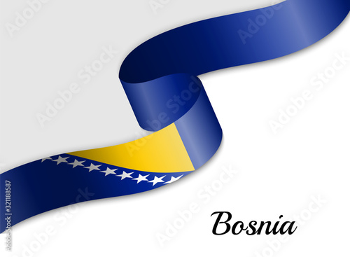 waving ribbon flag Bosnia