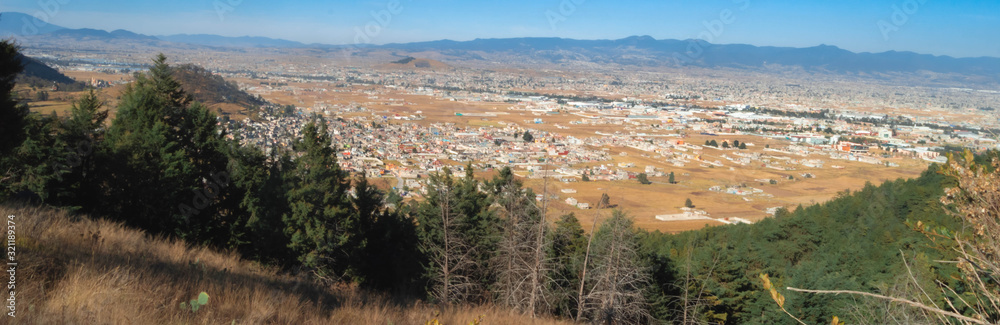 panoramic view of autumn landscape in a small city