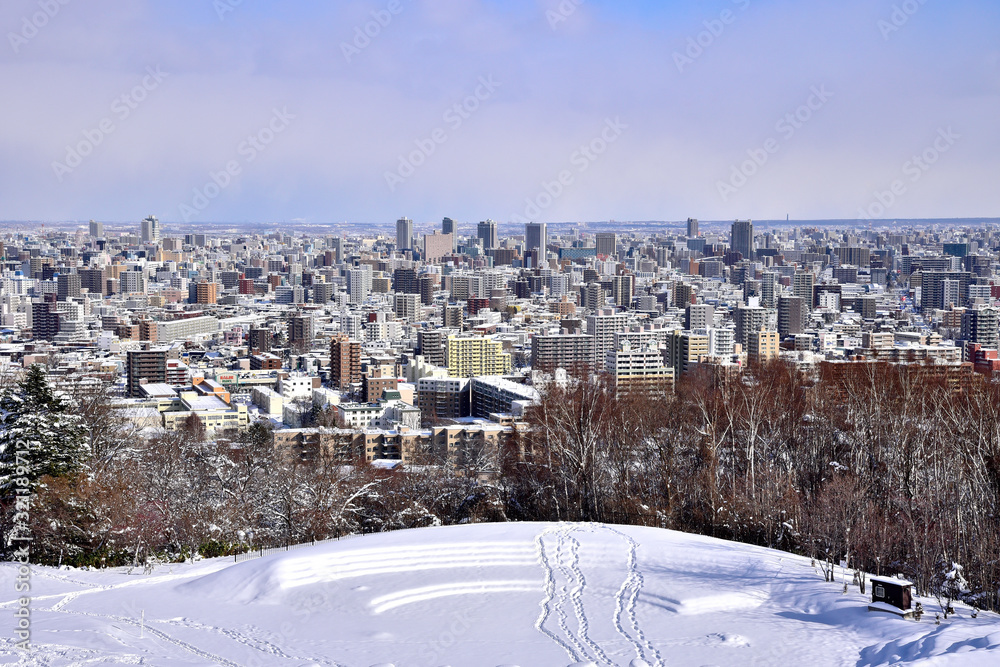 Sapporo cityscape in winter