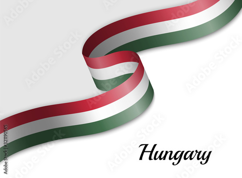 waving ribbon flag Hungary
