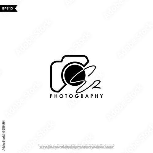 Initial Letter EZ with camera. Logo photography simple luxury vector.