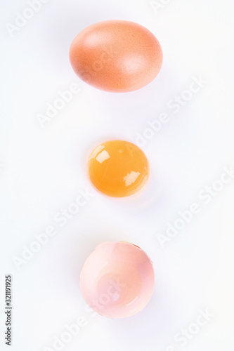 Raw uncooked eggs