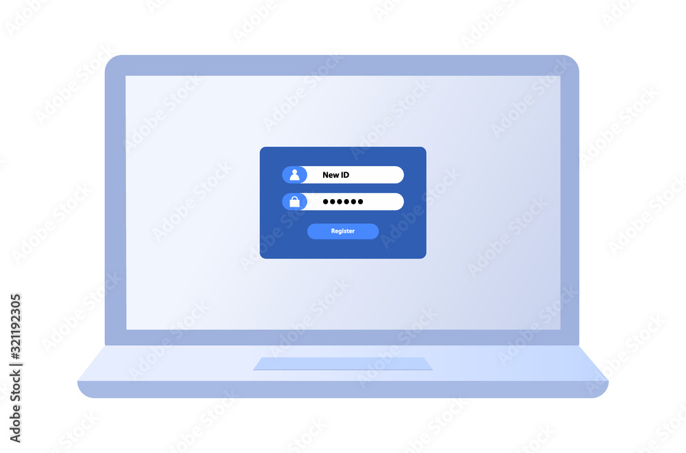 Page Register New ID on the screen Laptop. Page Register New ID on the screen Laptop.