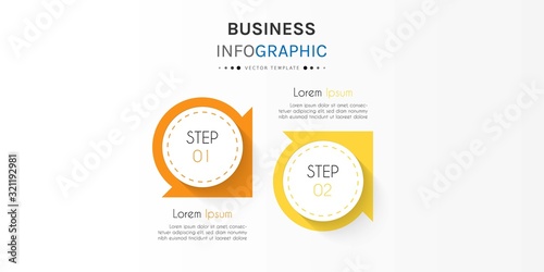 Business infographic element with 2 options, steps, number vector template design