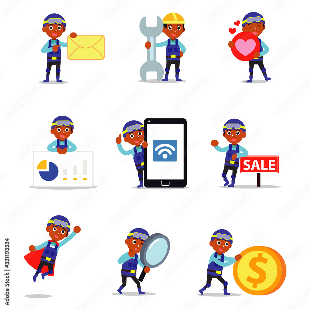 Set of character man swat using special weapons. Set of character man swat using special weapons.