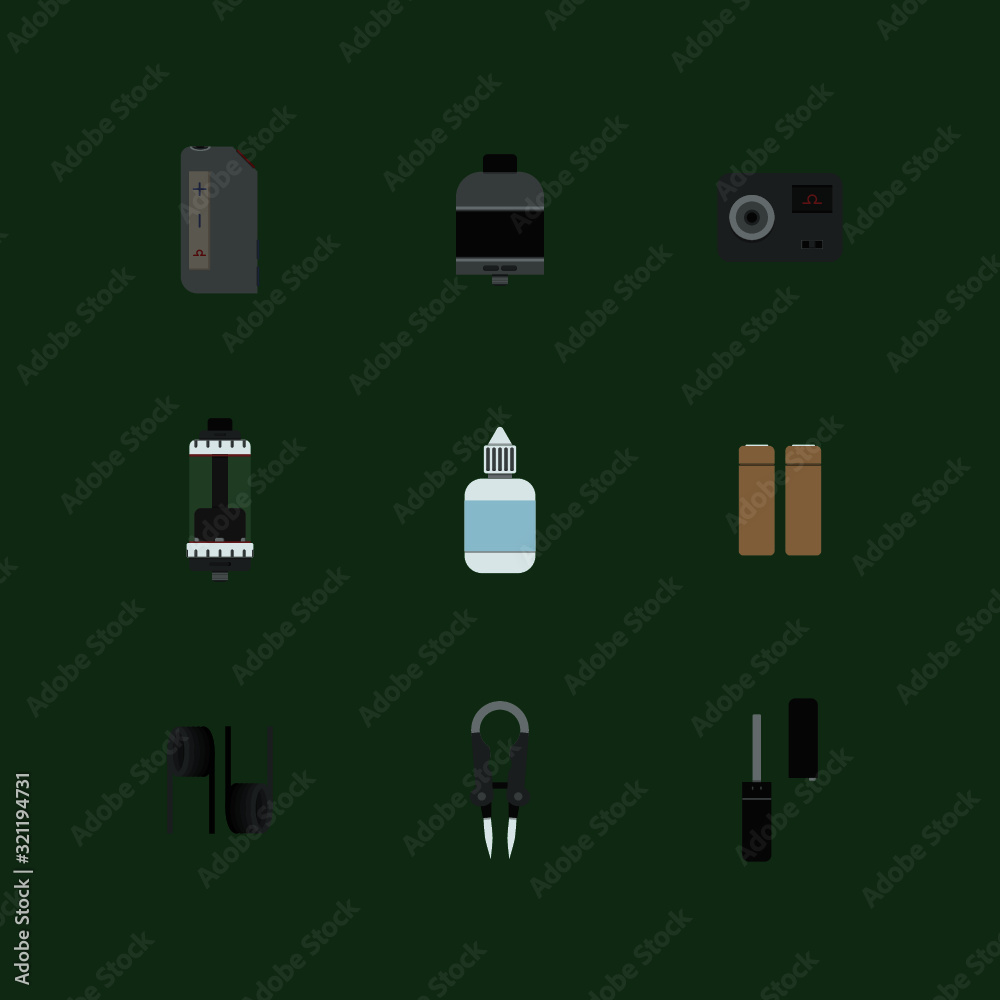 Vaping tools icon set Vaping tools icon set
