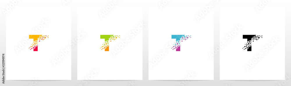 Eroded Particle On Letter Logo Design T - obrazy, fototapety, plakaty 