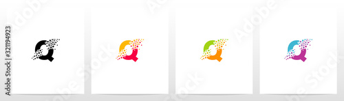 Eroded Particle On Letter Logo Design Q