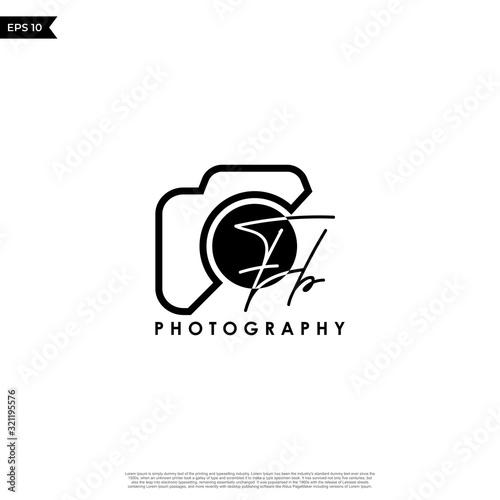 Initial Letter FB with camera. Logo photography simple luxury vector.