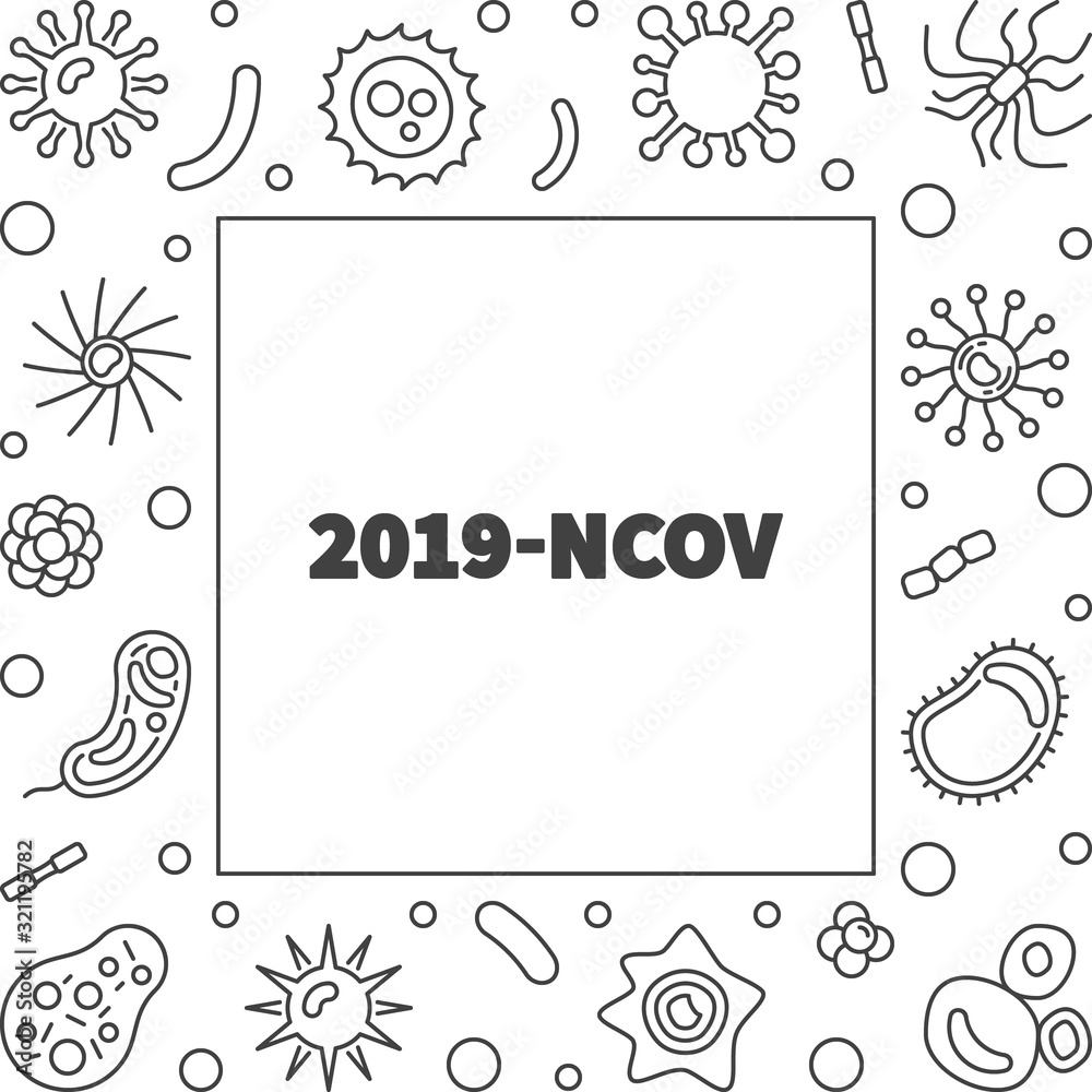 Vector 2019-NCoV concept frame or illustration in thin line style