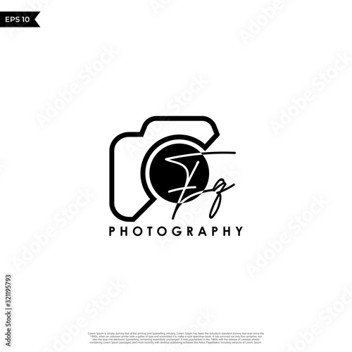 Initial Letter FQ with camera. Logo photography simple luxury vector.