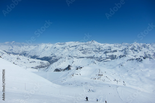 Beautiful winter panorama of the Alps.Haute Savoy, French Alps.