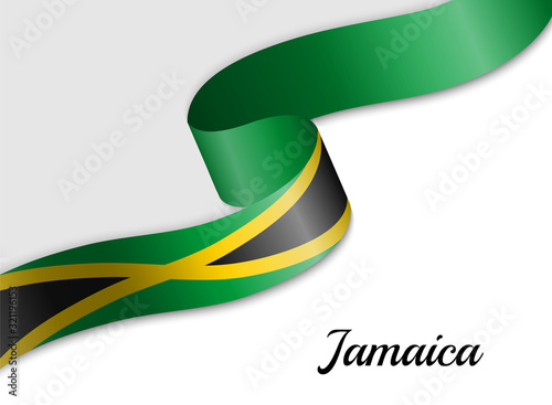 waving ribbon flag Jamaica