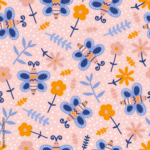 Floral drawing seamless pat...