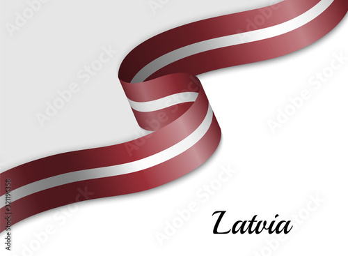 waving ribbon flag Latvia