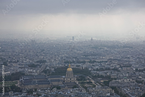 Panorama of Paris from the Eiffel Tower. Visible to the house of the Disabled.