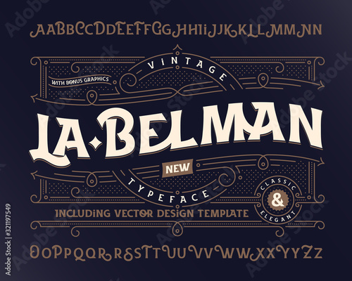 Vintage vector font with beautiful classic design ornate