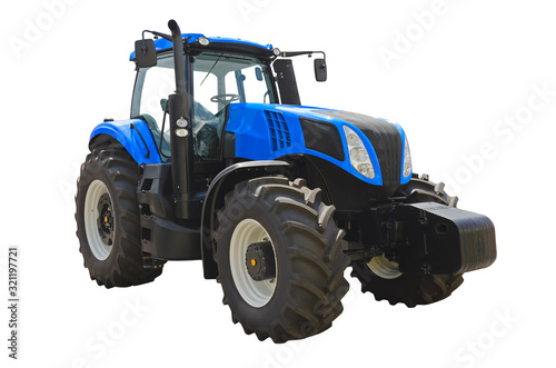 Modern agricultural tractor isolated on a white background