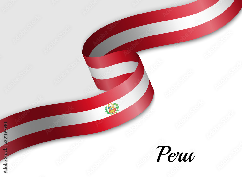 Obraz premium waving ribbon flag Peru