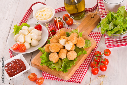 Fried Mozzarella cheese balls.