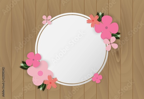 Colorful flowers on wooden frame