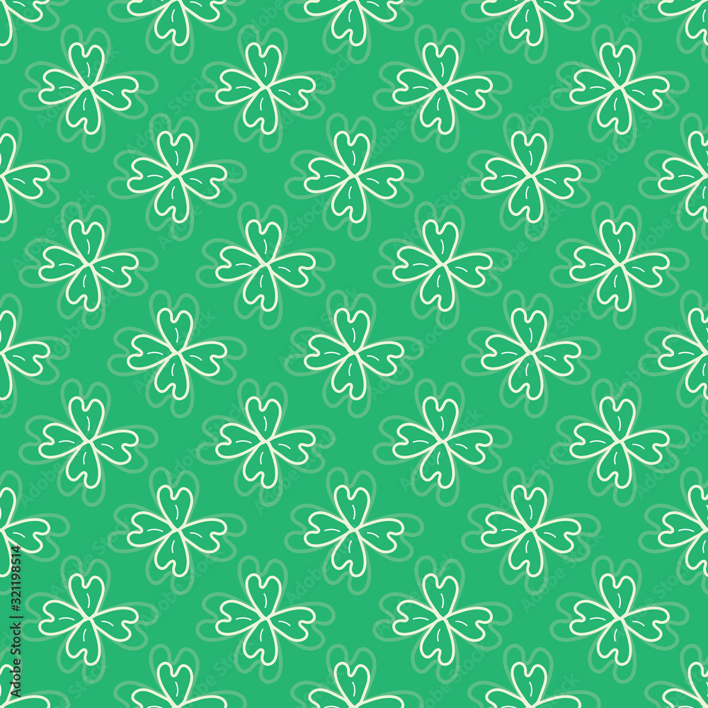 Four -leaf clover seamless vector pattern background.