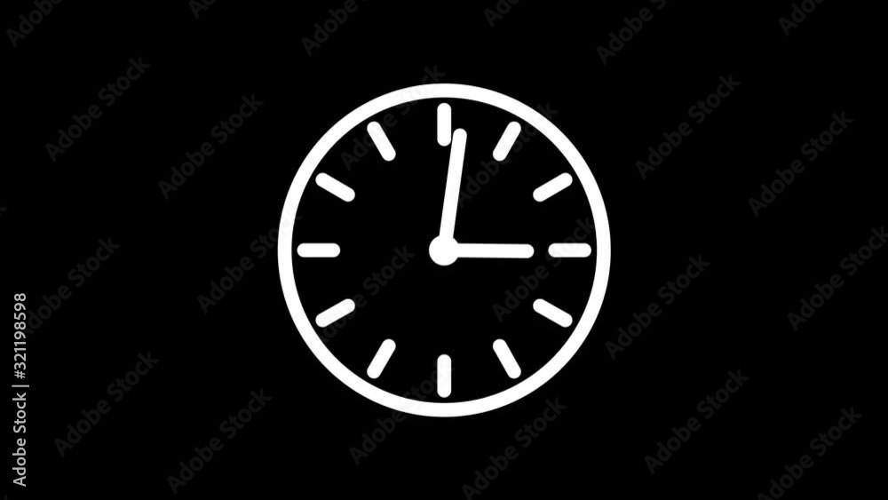 Motion background with simple spinning white clock on black background in 12 hour seamless loop (Full HD 1920x1080 20s). Motion background with simple spinning white clock on black background in 12 hour seamless loop (Full HD 1920x1080 20s).