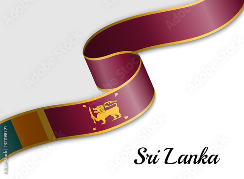 waving ribbon flag Sri Lanka