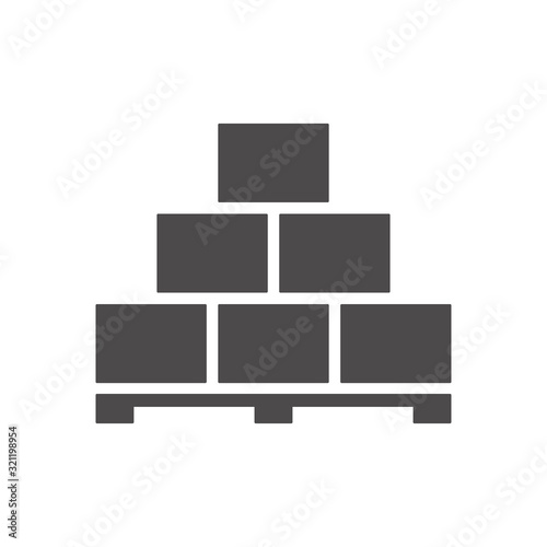 Shipping parcels in cardboard boxes, packed on pallet  icon in flat style.Vector illustration.